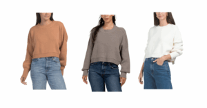 Raglan Sleeve Mock Neck Fleece Sweater with Ribbed Trim