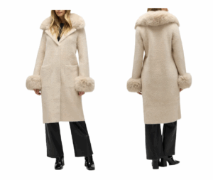Faux Fur Trim Longline Sweater Coat