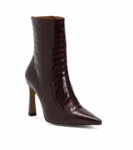 Patent Leather Croco Booties with Wrapped Heel