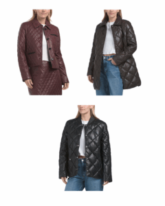 Genuine Leather Quilted Puffer Coat