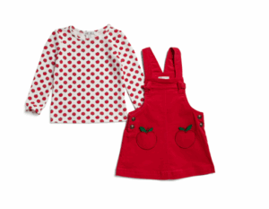 Infant Girls 2pc Corduroy Jumper And Apple Top Set