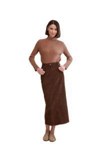 ESSENTIAL CORDUROY SKIRT-TAN