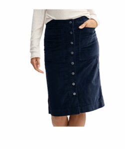 Button-Front Corduroy Skirt