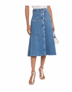 Loma Belted Denim Midi Skirt