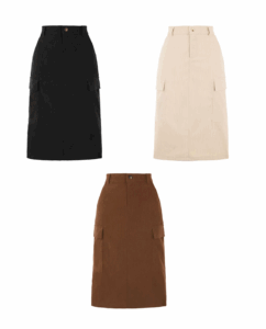 Cargo Skirts for Women's High Waisted Elastic Back Fall Corduroy Midi Skirt