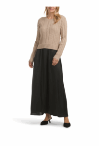 Twofer Cable Knit Sweater Dress