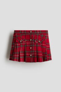 Pleated Flannel Skirt