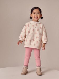 Light Pink Ditsy Floral Collar Sweatshirt and Leggings Set (3mths-7yrs)