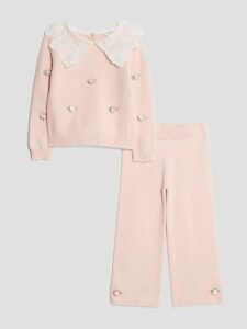 River Island Pink Collared Rose Jumper & Trousers Set