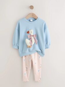 Blue Bow Duck Sweatshirt & Leggings Set (3mths-7yrs)