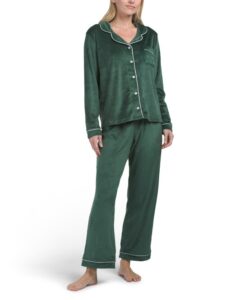 2pc Velour Notch Collar Pajama Set
