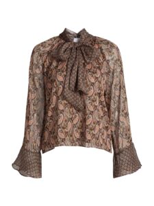 Maris Paisley Chiffon Tieneck Blouse