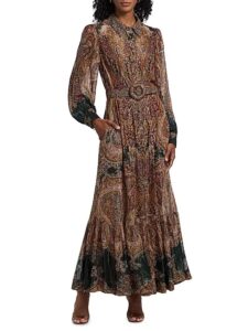 Ruza Printed Metallic Maxi Shirtdress