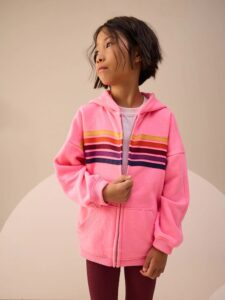 Pink Multi Stripe Zip Through Hoodie (3-16yrs)