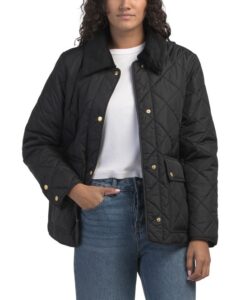 Quilted Barn Jacket with Snap Front Closure and Side Snaps