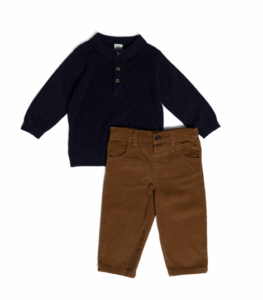 Infant and Toddler Boys Check Knit Polo Set 12m-4y
