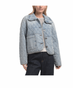 Cropped Quilted Denim Jacket