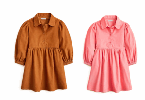 Girls' shirt-dress in lightweight corduroy