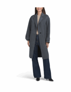 Wool Cashmere Blend Easy One Button Coat