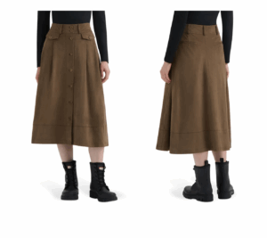 Faux Suede A-line Midi Skirt