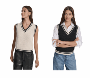 V-NECK TIPPED SLEEVELESS SWEATER