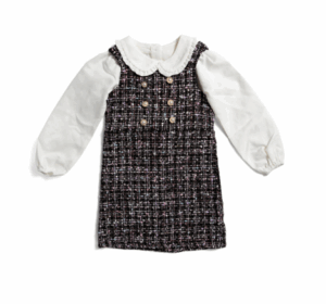 Toddler Girls 2pc Crepe Blouse and Tweed Jumper Set