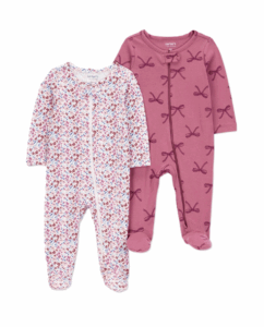 Baby Girls' 2pk Bows Sleep N' Play - Burgundy