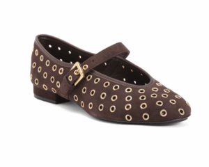 Suede Borden Gromet Ballerina Flats