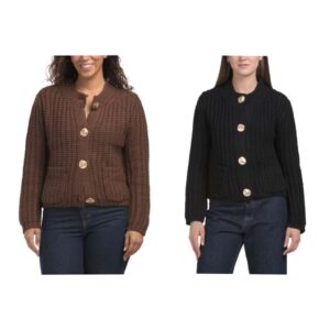 Heavyweight Sweater with Gold Tone Buttons