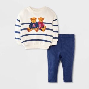 Baby Boys' 2pc Teddy Bear Fleece Sweatshirt & Pants Set