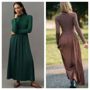 The Thea Long-sleeve Twofer Maxi Dress