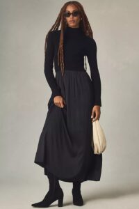 The Thea Long-sleeve Twofer Maxi Dress