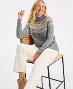 Women's Mock-neck Fair Isle Sweater