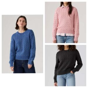 Premium Women's Cable Crewneck Sweater