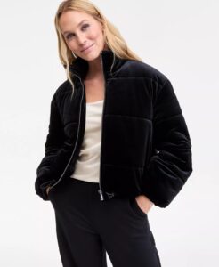 Women's Cropped Velvet Puffer Jacket