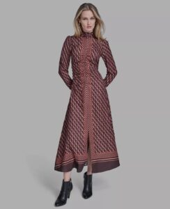 Women's Long Sleeve Mock Neck Midi Dress