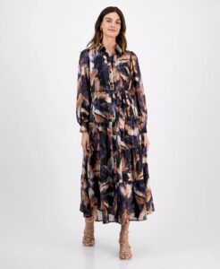 Women's Tiered Floral-print Shirtdress