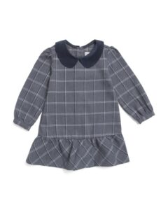 Toddler Girls Plaid Tweed Collared Dress
