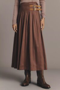 Asymmetric Pleated Surplus Maxi Skirt
