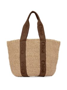 Woody Woven Basket Tote Bag
