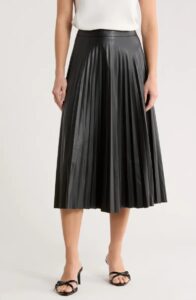 Carrie Pleated Faux Leather Skirt