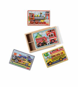4‑in‑1 Wooden Vehicle Jigsaw Puzzle Set