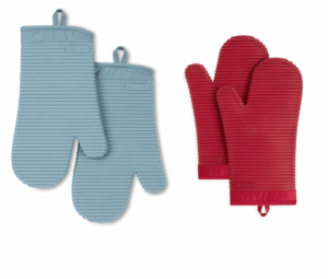 Ribbed Soft Silicone Oven Mitt 2-pack Set, Fog Blue