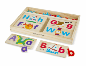 Abc Picture Boards - Educational Toy with 13 Double-sided Wooden Boards and 52 Letters