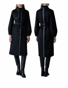 Zeva Belted Balloon Sleeve Wool Blend Trench Coat