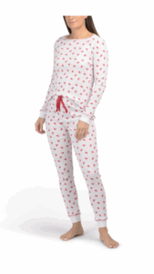 2pc Organic Cotton Pointelle Knit Sweet Bow Print Pajamas Set