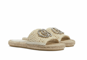 Cora Crystal Logo Espadrille Slide Sandal (women)
