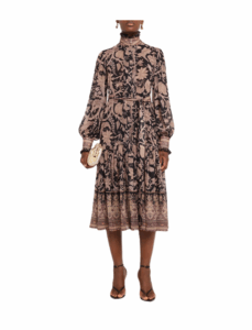 Moses Pintuck Floral-print Midi Dress