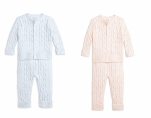 Cable Knit Cotton Cardigan & Pant Set - Baby