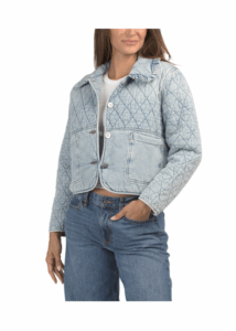 Cropped Quilted Denim Jacket
